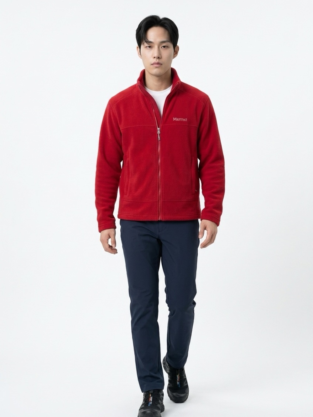Marmot Men’s M Red Full-Zip Polartec Fleece 2 Pocket Casual High Collar Jacket